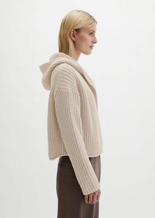 Oversize hooded cardigan — Linen Beige