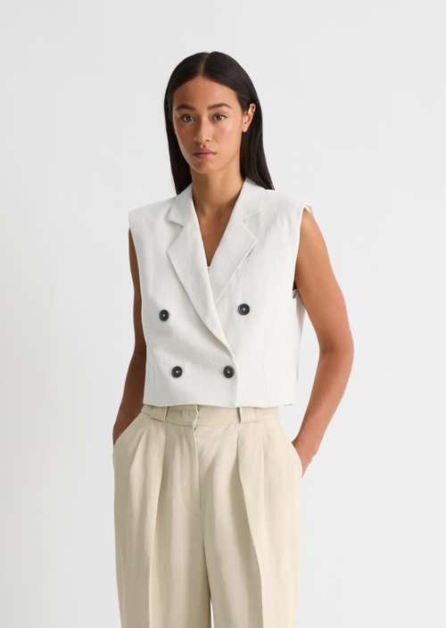 Short vest oversize — Dusty Beige Melange