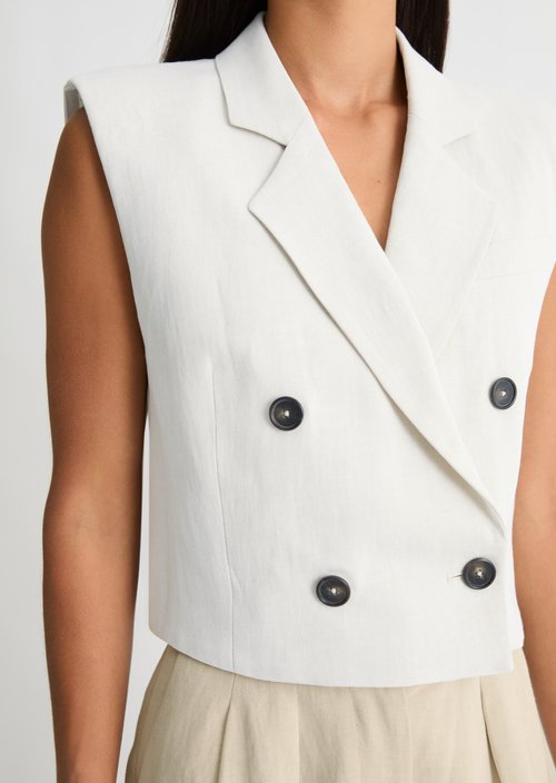 Short vest oversize — Dusty Beige Melange