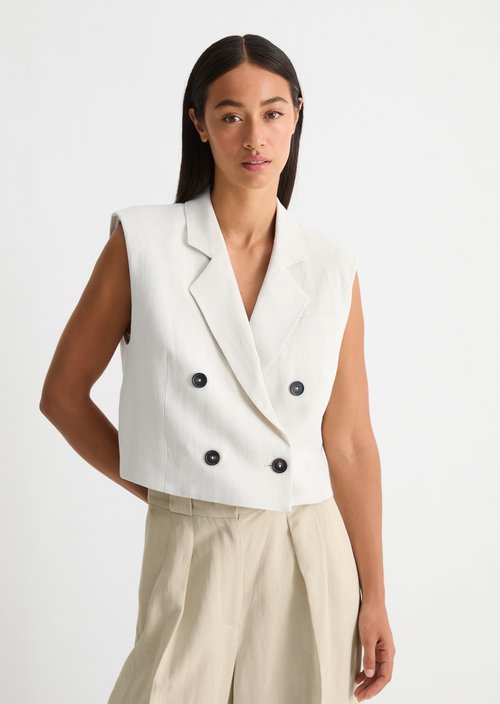 Short vest oversize — Dusty Beige Melange