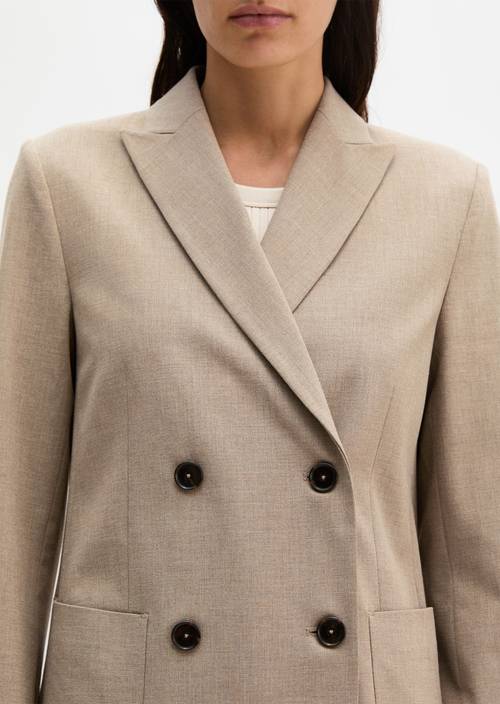 Dvouřadé sako slim Chalky Brown Melange v detailním pohledu