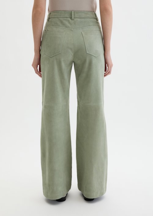 Suede leather trousers wide — Fresh Sage