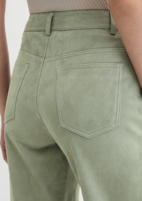 Suede leather trousers wide — Fresh Sage