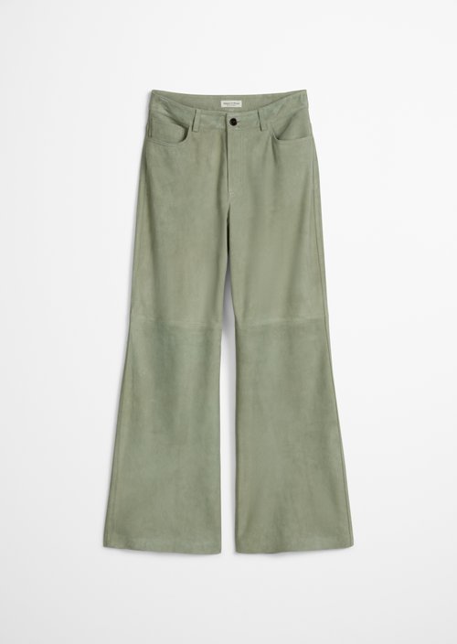 Suede leather trousers wide — Fresh Sage