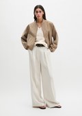 Blouson shaped cropped made from Technical Wool Blend - brown