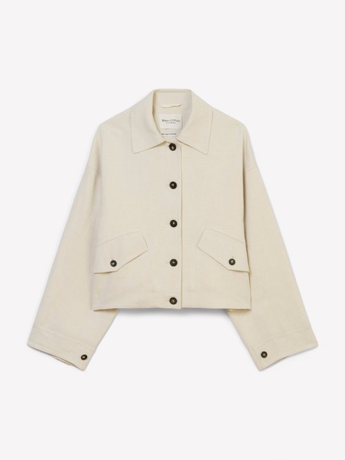 Overshirt-style relaxed jacket — Dusty Beige Melange