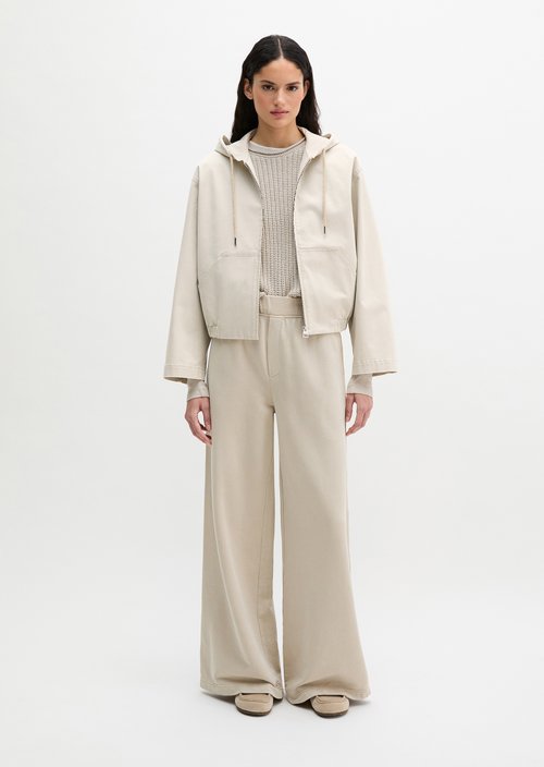 Blouson with hood loose — Linen Beige