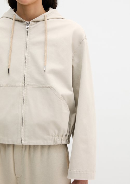 Blouson with hood loose — Linen Beige