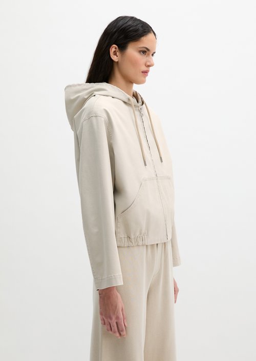 Blouson with hood loose — Linen Beige