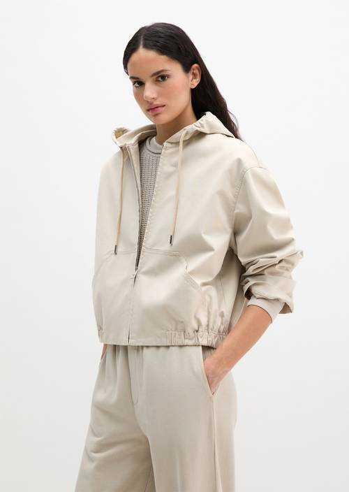 Blouson met losse capuchon Linen Beige in vooraanzicht