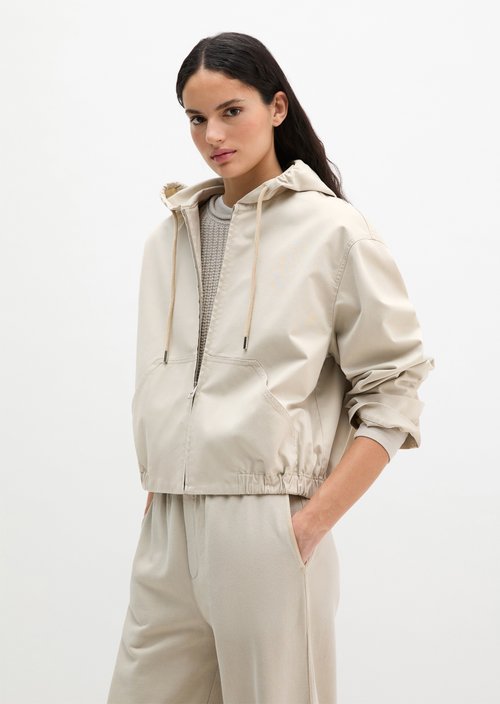Blouson with hood loose — Linen Beige