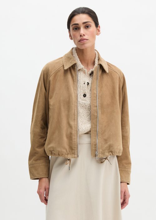 Leather jacket relaxed — Earthy Taupe