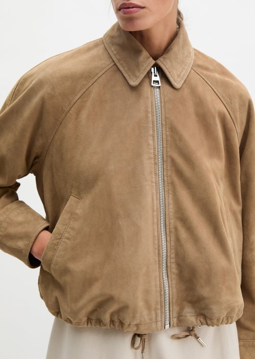 Leather jacket relaxed — Earthy Taupe