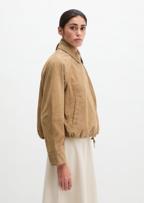 Leather jacket relaxed — Earthy Taupe