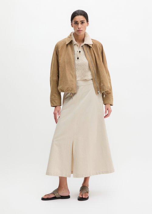 Leather jacket relaxed — Earthy Taupe