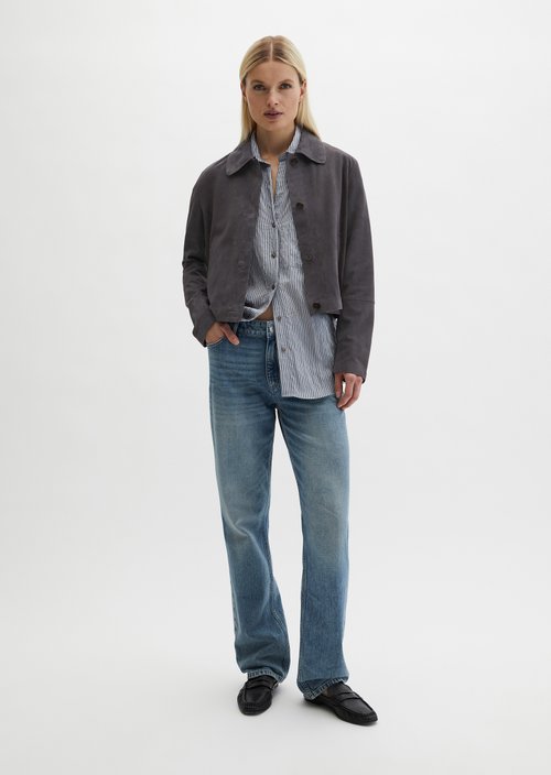 Suede jacket fitted — Blue Graphite