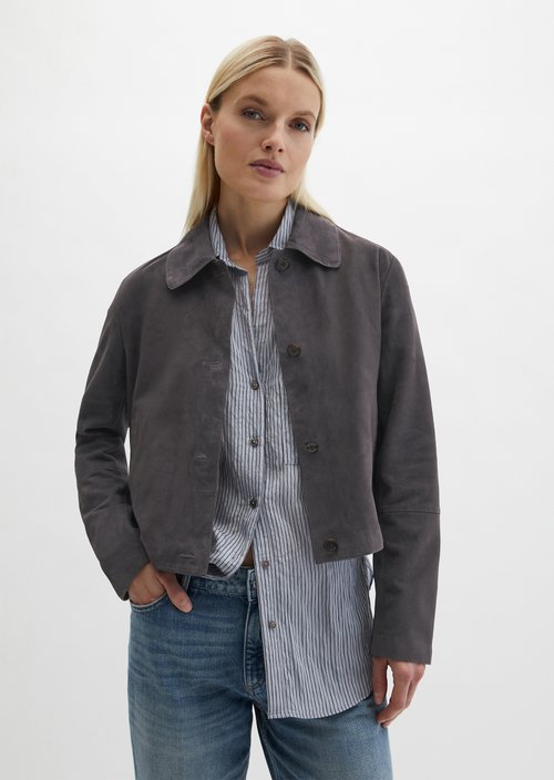 Marc O'Polo Zachte suède jas, Dames, blauw, 40, 100% Leer