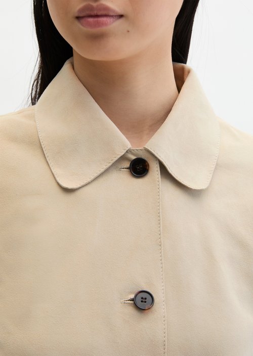 Suede jacket fitted — Linen Beige