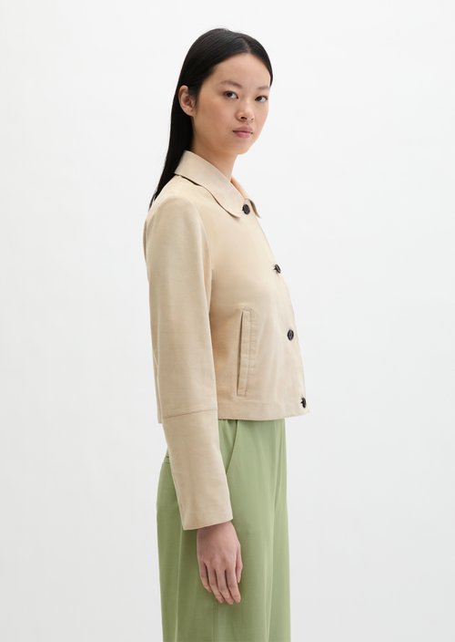 Suede jacket fitted — Linen Beige