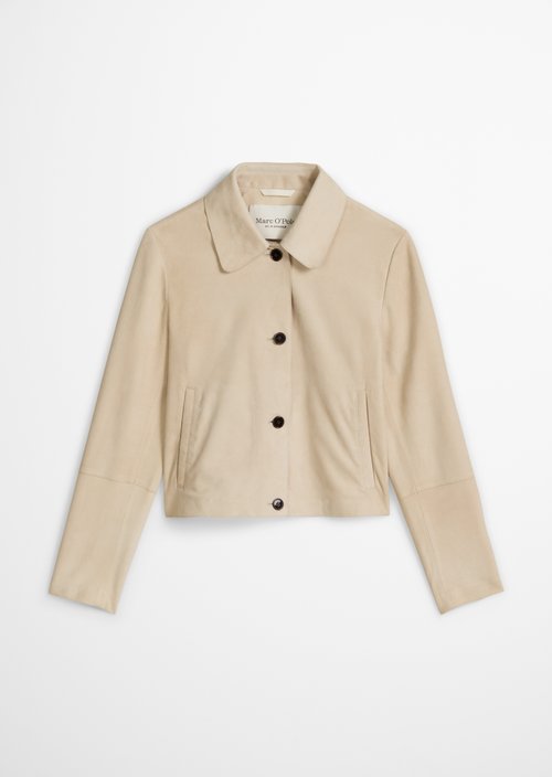 Suede jacket fitted — Linen Beige