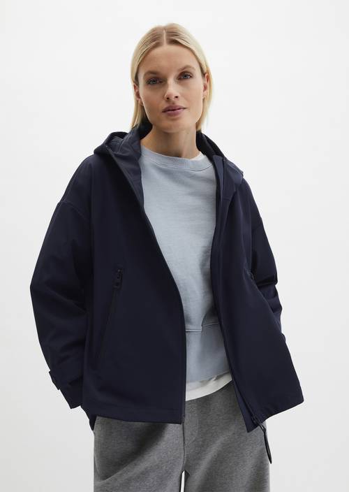 Veste de pluie 3 couches MOP x Function Deep Night Blue en vue de face