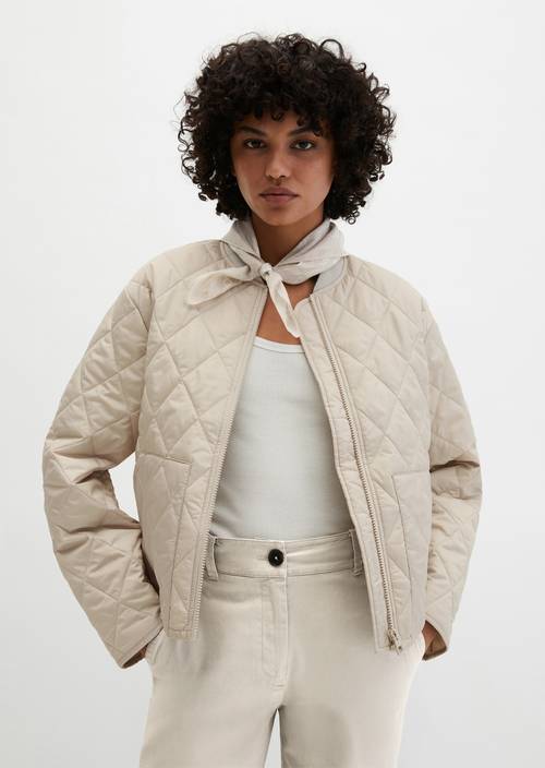 Verstaubare Steppjacke MOP x Function Linen Beige in Frontalansicht