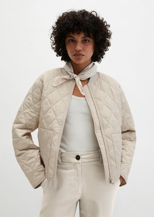 Stowable quilted jacket MOP x Function — Linen Beige