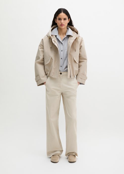 Canvasjacke mit Kapuze relaxed — Linen Beige