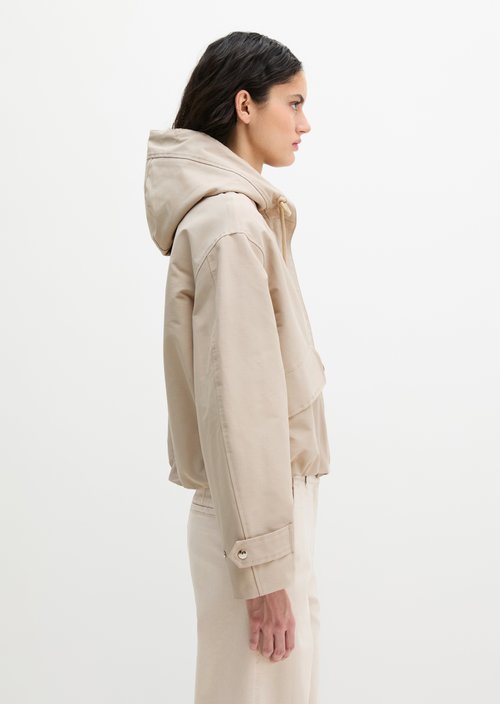 Canvasjacke mit Kapuze relaxed — Linen Beige