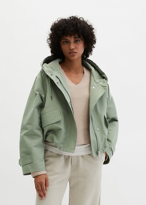 Canvasjacke mit Kapuze relaxed — Fresh Sage