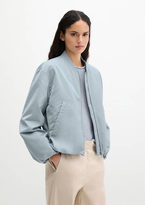 Aviator-style blouson regular cropped Grey Horizon in front view