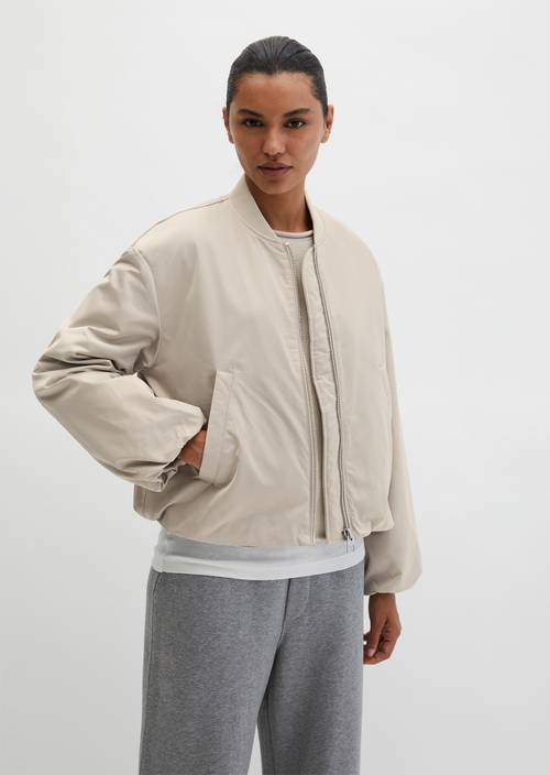 Aviator-style blouson regular cropped Linen Beige in front view