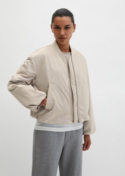 Aviator-style blouson regular cropped — Linen Beige