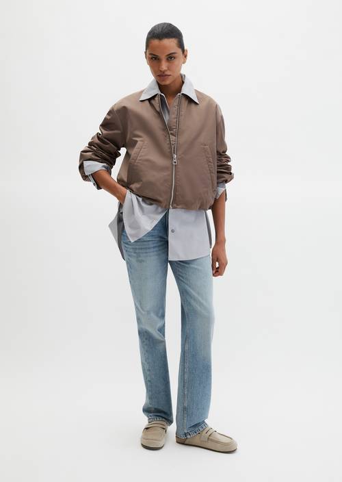 Aviator-style blouson regular cropped Chalky Brown in front view