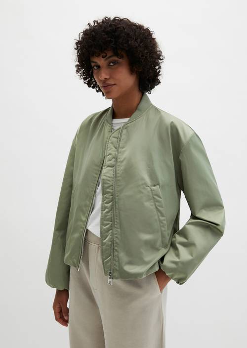 Aviator-style blouson regular cropped Fresh Sage in front view