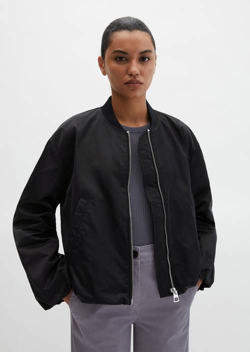 Aviator-style blouson regular cropped Deep Night Blue in front view