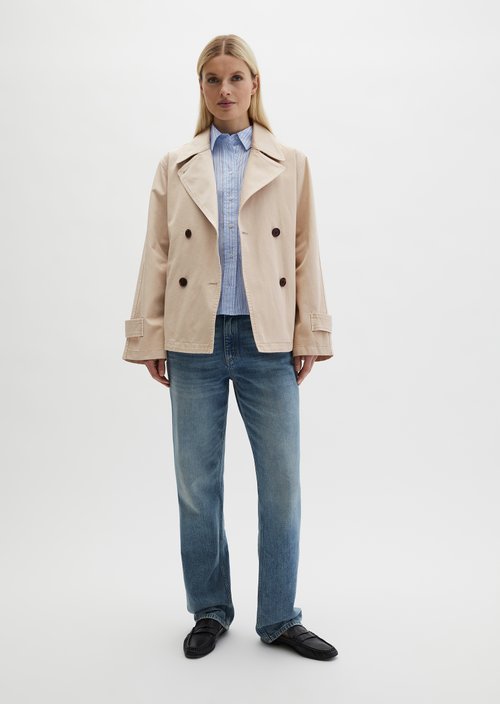 Caban jacket relaxed garment-dyed — Linen Beige