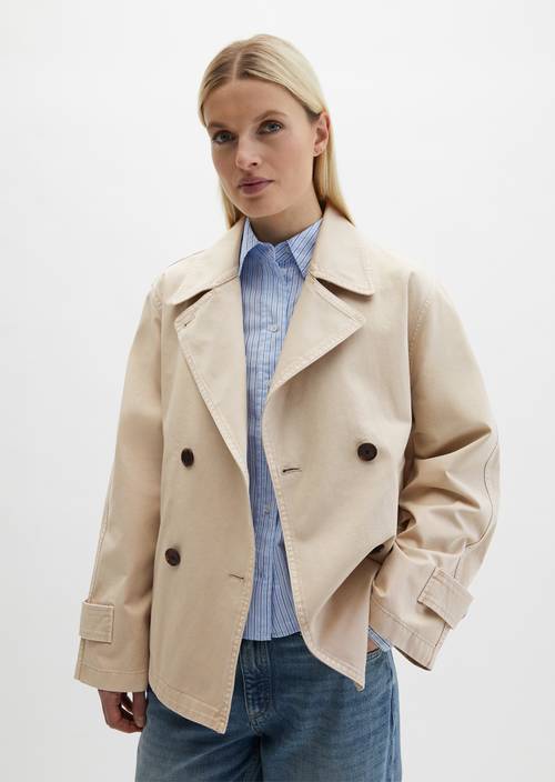 Veste caban relaxed garment-dyed Linen Beige en vue de face