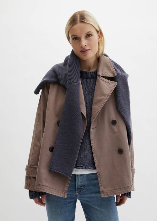 Veste caban relaxed garment-dyed Chalky Brown en vue de face