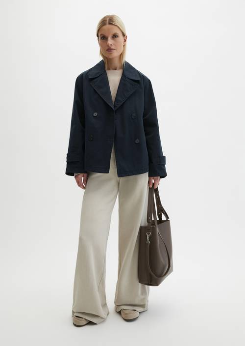 Cabanjacke relaxed garment-dyed Deep Night Blue in Frontalansicht