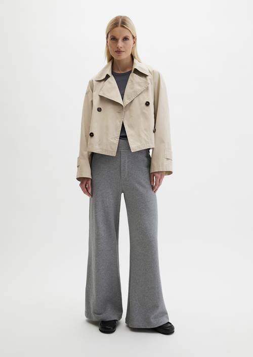 Relaxte trenchcoat Linen Beige in vooraanzicht