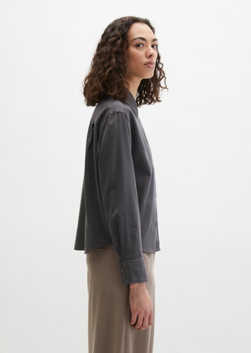 Relaxed cropped blouse — Blue Graphite