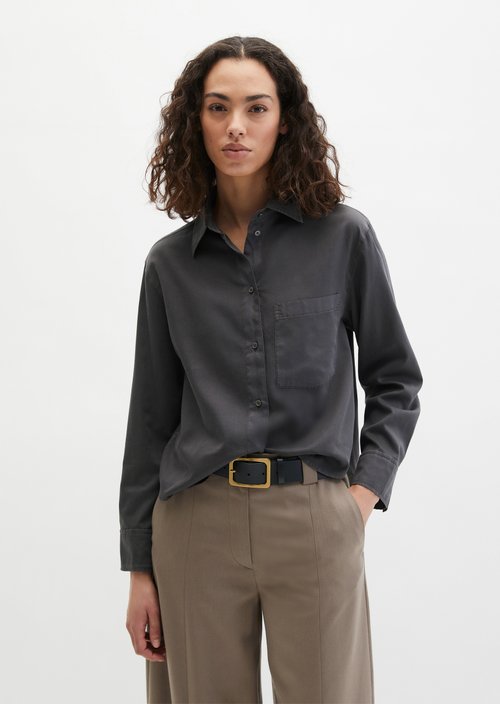 Relaxed cropped blouse — Blue Graphite