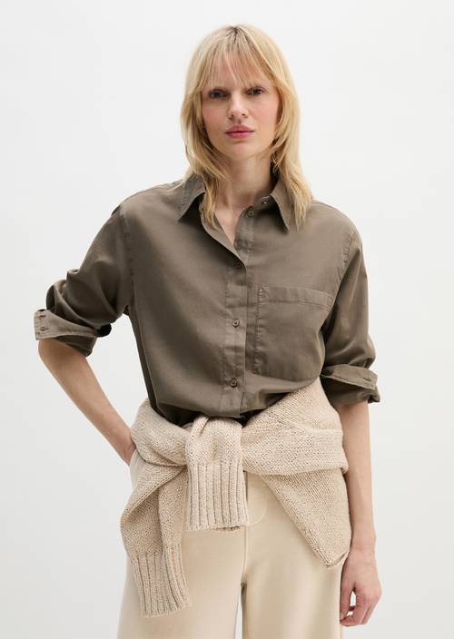 Bluse relaxed cropped Chalky Brown in Frontalansicht