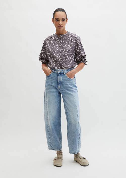 Geraffte Bluse loose Medium Grey in Frontalansicht