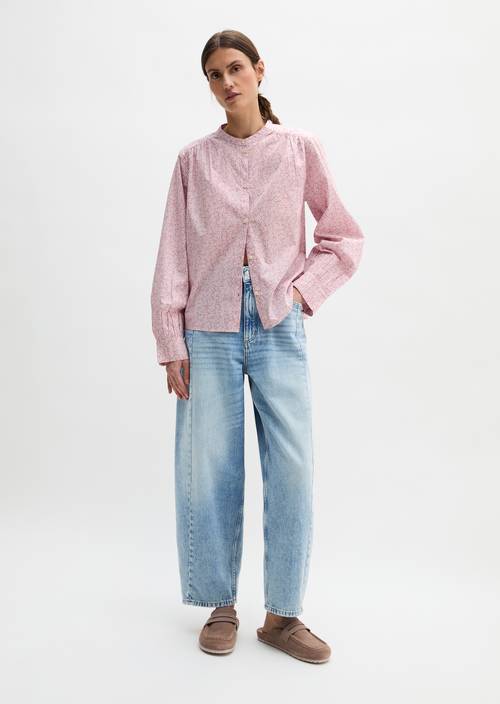 Geraffte Bluse loose Light Pink in Frontalansicht