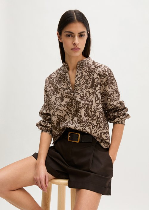 Regular tunic blouse — Medium Brown