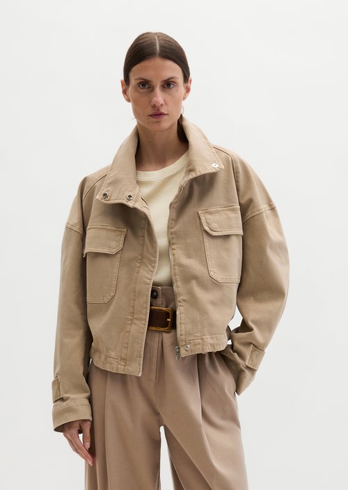 Funnel-neck jacket loose — Earthy Taupe
