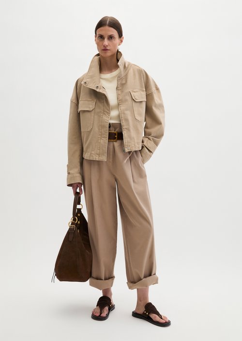 Funnel-neck jacket loose — Earthy Taupe
