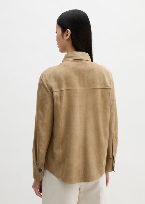 Leder-Overshirt regular — Earthy Taupe